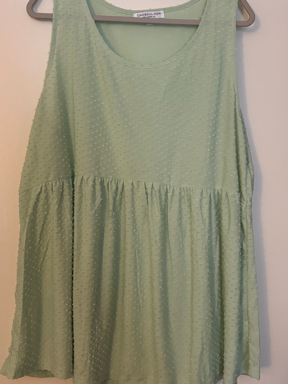 Chic Soul Mint Green Swiss Dot Tank Top